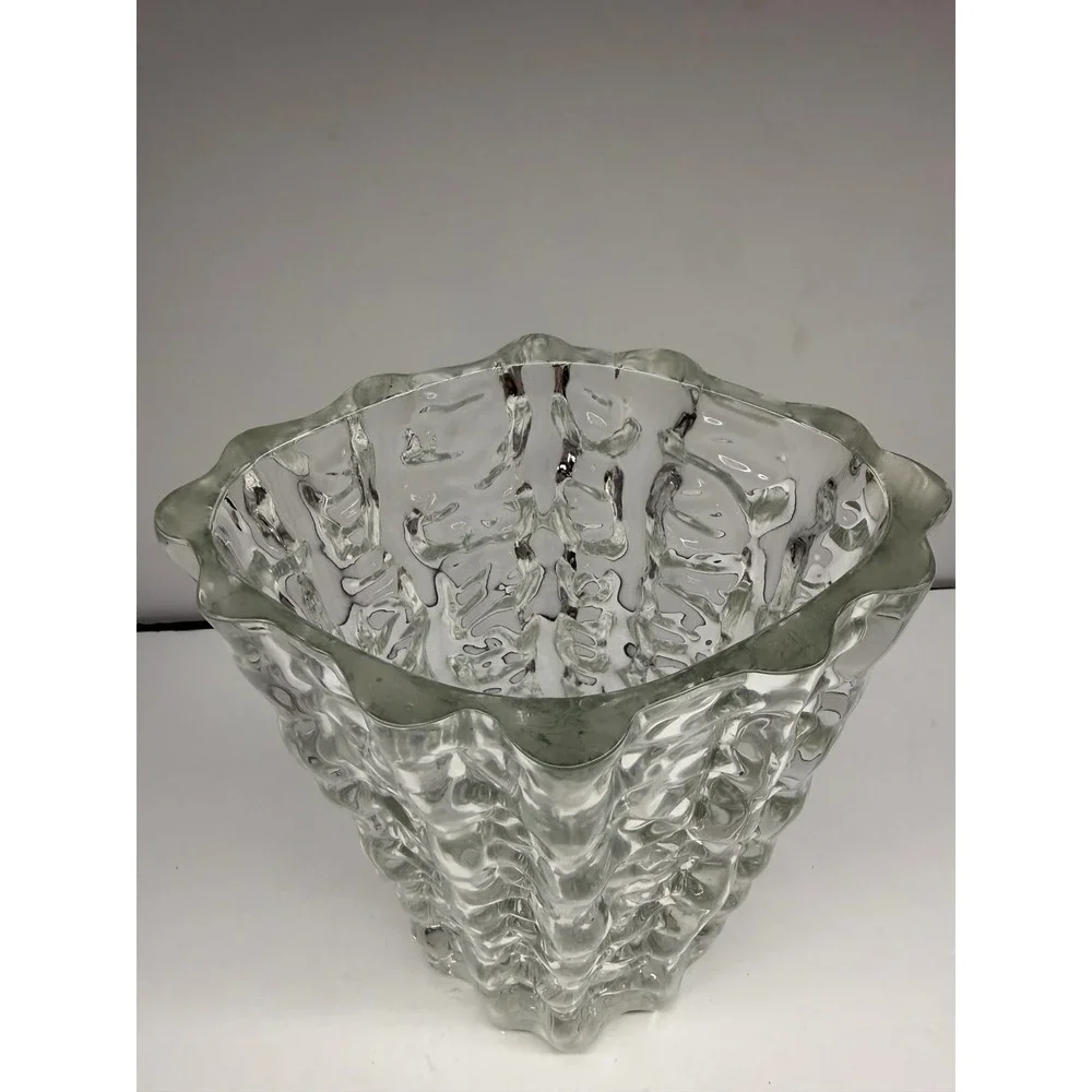 Mikasa Frostfire Crystal Vase 9.5 Inch WX058/625 Clear Textured Glass Japan